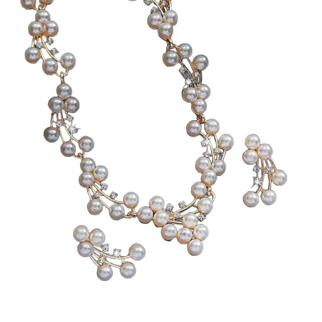 European and American Earrings, Necklaces, Two-piece Set, Luxury Bridal Wedding Dress, Pearl Jewelry Set 2026.