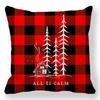 Christmas Red Checkered Pattern Digital Printing Short Plush Pillow Covers for Car Sofa Office Cushion Cover Home Goods