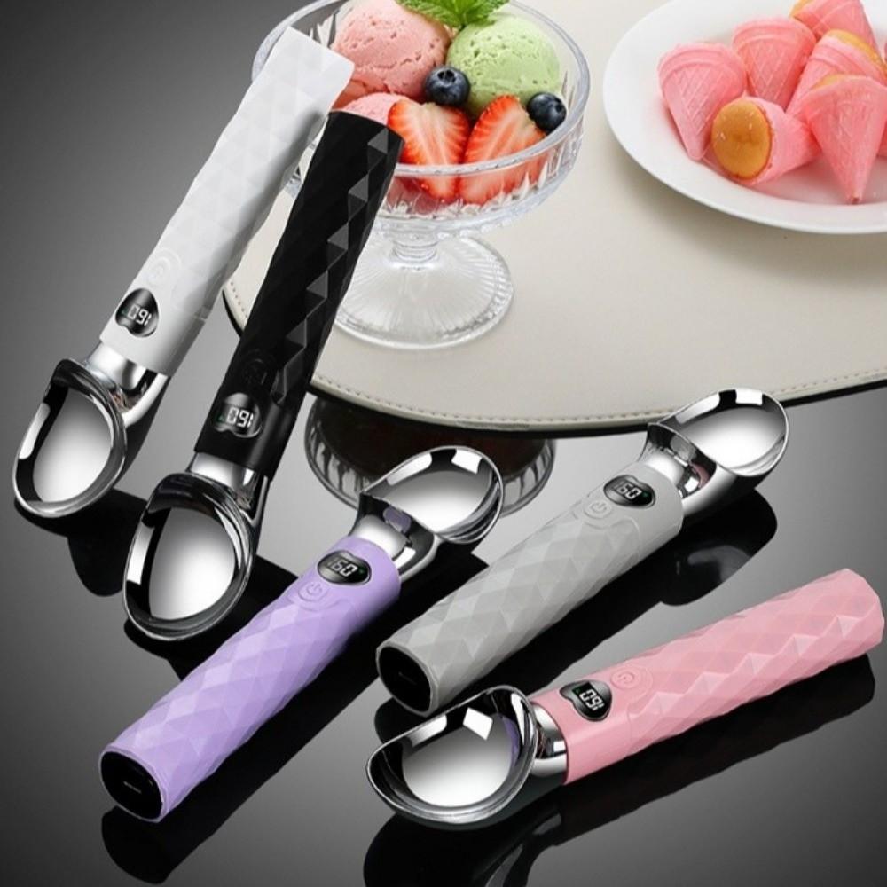 Waterproof Self Warming Dessert Gadget LED Display Ice Cream Dipper Hard Ice Cream