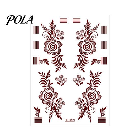 Henna Tattoo Stickers, Red Brown Waterproof Lace Temporary Tattoos, Indian Mehndi Body Art for Hands Feet, Festival Makeup