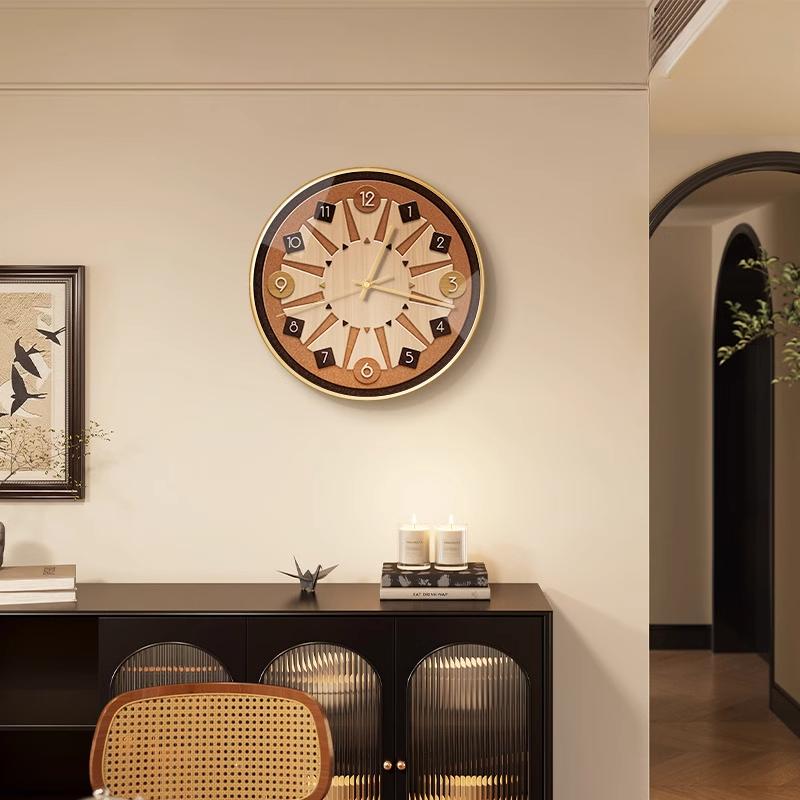 Advanced Sense Restaurant Wall Clock Chinese Simple Modern French Retro Household Decoration Living Room Mute Wall-mounted Clock