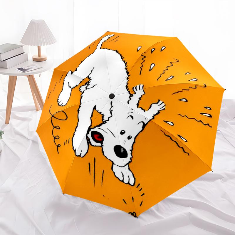 Tintin Theme Automatic Umbrella, Lightweight & Portable, 8 Rib, Perfect for Outdoor Travel, Birthdays, Christmas, Gifts.