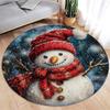 Christmas Snowman Rug Ornaments Round Rug Merry Christmas  Home Mat Living Room Decor Sofa Rug Festival Event Carpet