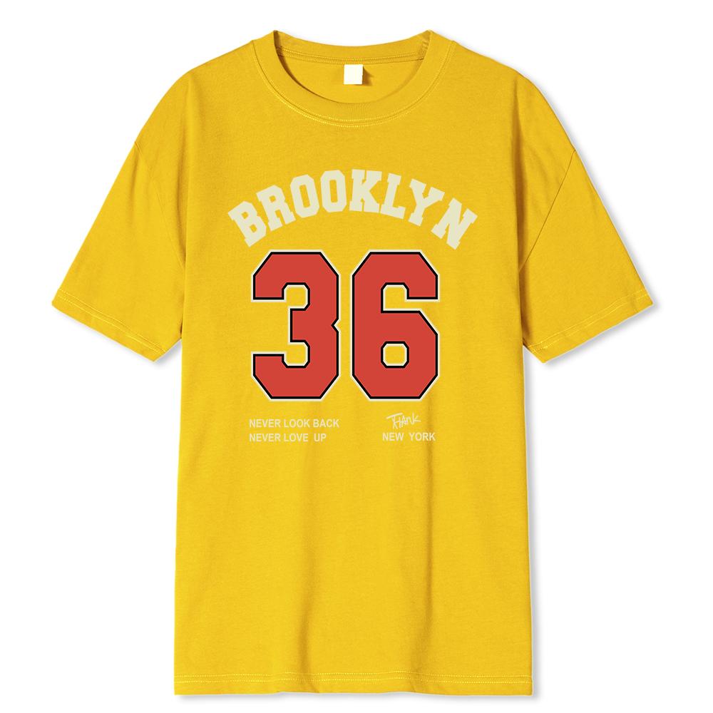 Brooklyn 36 Art Letter Retro Design Cartoons Printing Clothing Male Breathable Tshirt Loose T-Shirts Cotton Short Sleeve