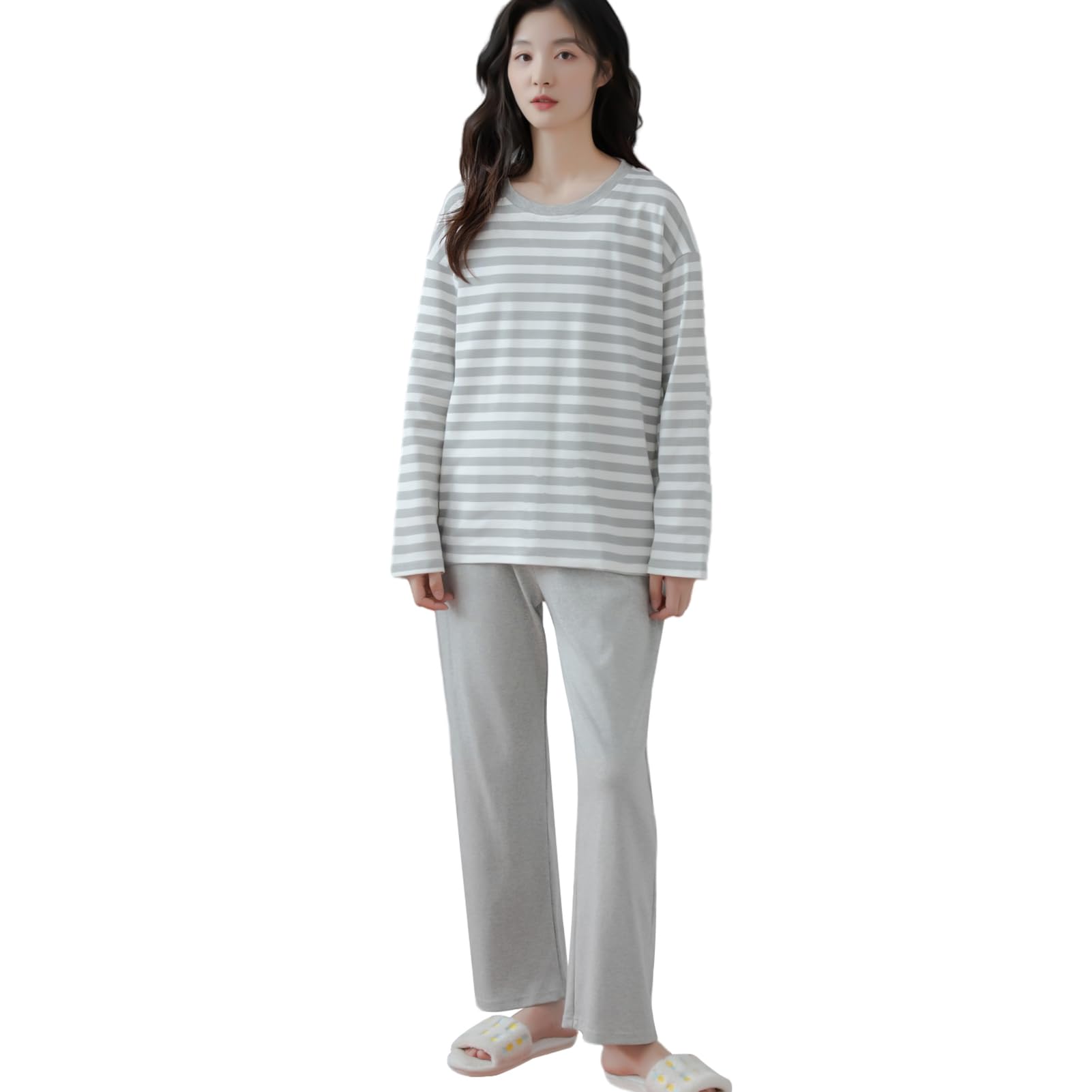 

JoveJek Cotton Pajama Top and Pullover and Long Perfect for and Winter Light Women s 100% Set, Bottoms, Loungewear, Pants, Lightweight, Breathable,