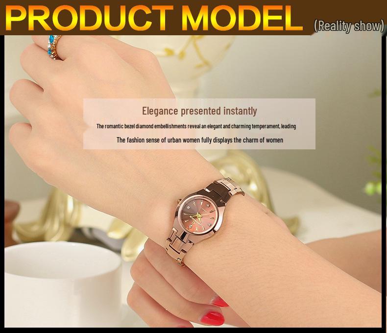 Women's Ultra-thin Square Quartz Watch with Tungsten Steel Strap - Waterproof, High-End Fashion Wristwatch for Students