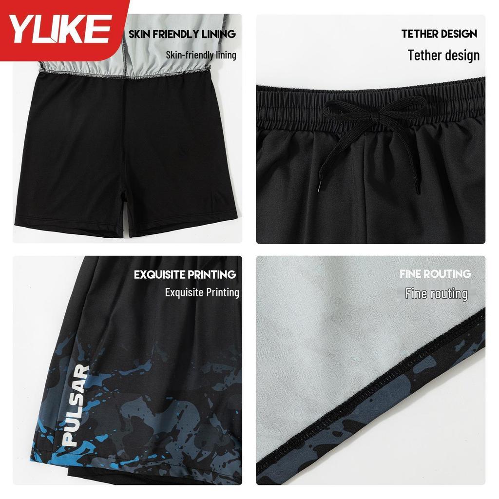 Men's Quick-Dry Swim Trunks - Double Layer, Anti-Embarrassment, Large Size Hot Spring Pool Wear