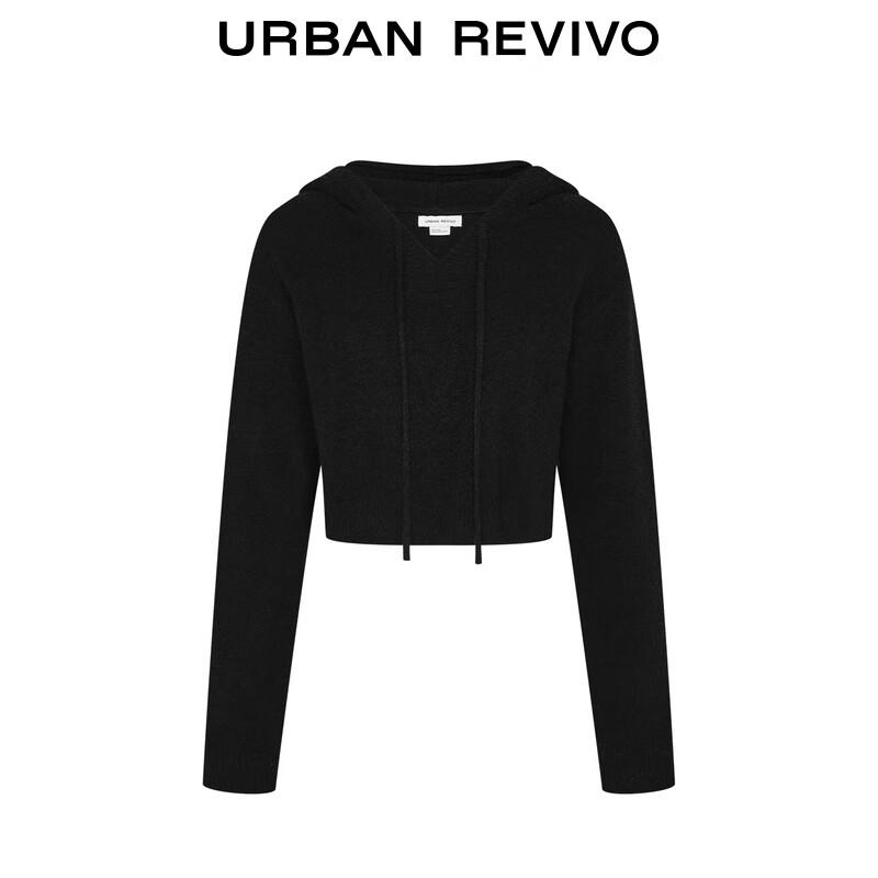 UR Women's 2024 Winter Solid Hooded Short Knit Sweater