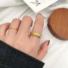 European & American Style Oblique Stripe Cable Knit Titanium Steel Open Finger Ring for Women.