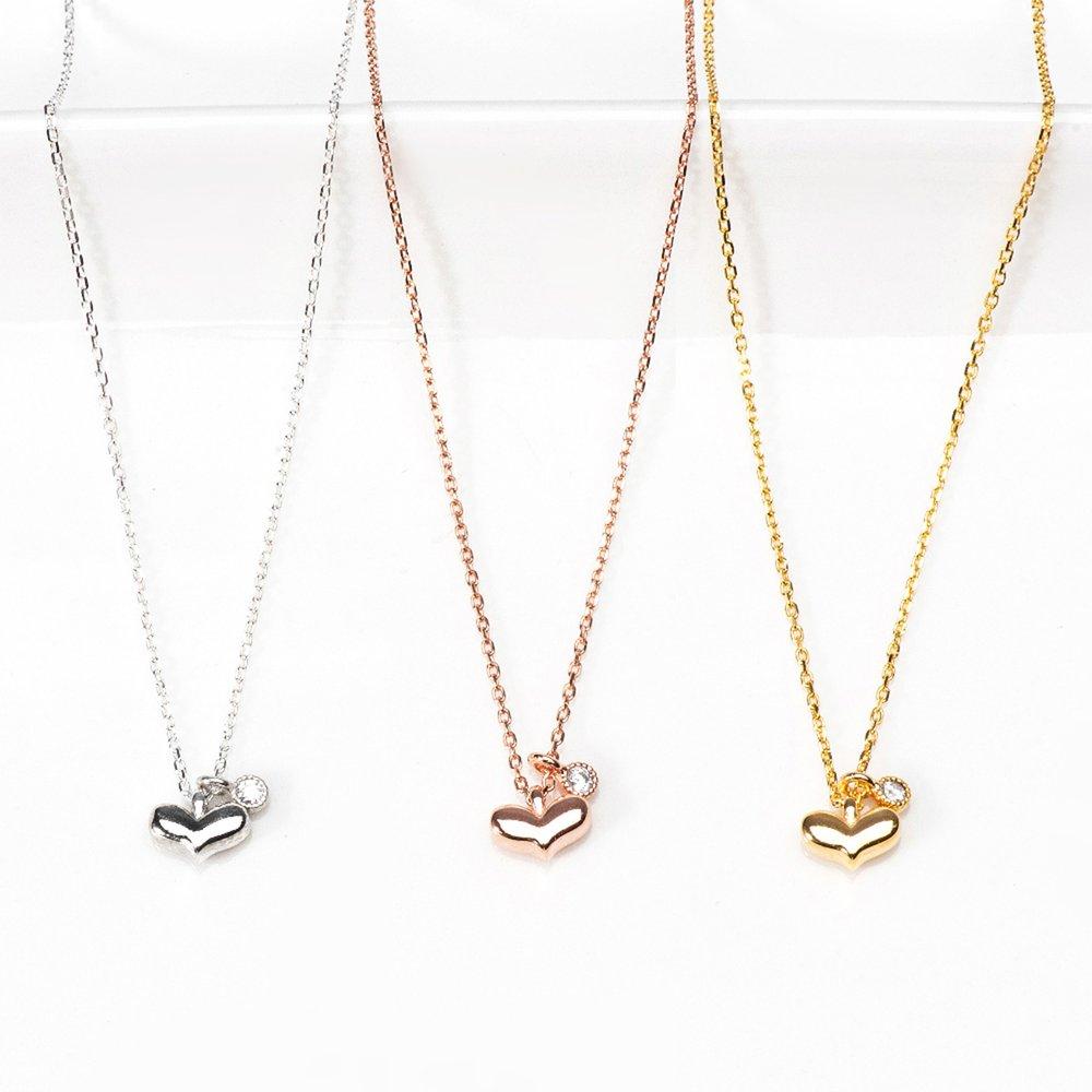 Convex Heart Q Charm Silver Necklace