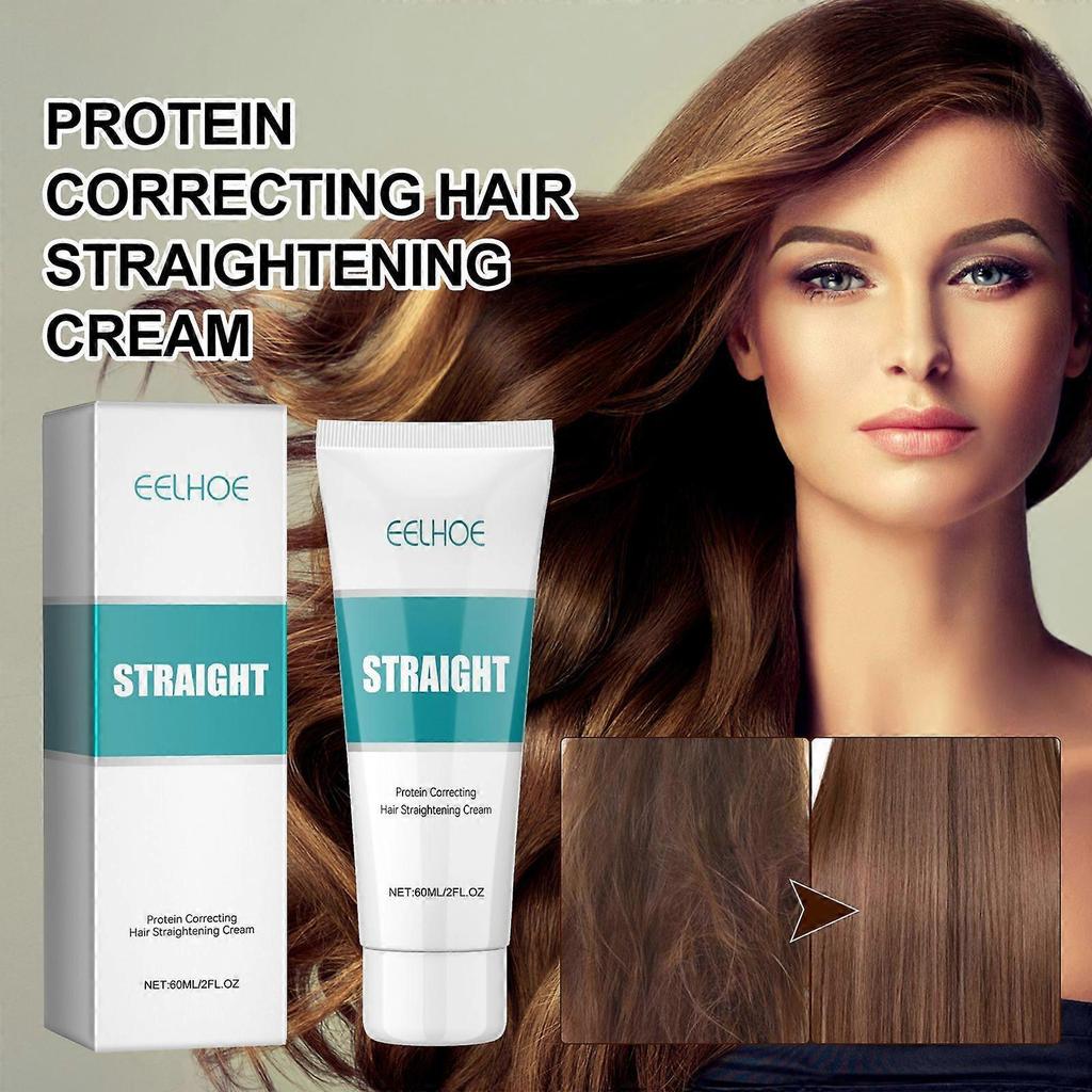 Protein Straightening Hair Cream Smooths Frizz, Repairs Split Ends and Damaged Hair, and Provides No-stretch Hair Treatment.