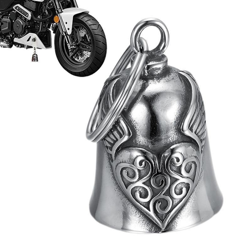 Pendentif Cloche Moto Cœur Aile Cloche Porte-Bonheur Style Cloche de Ride Cloche Porte-Bonheur Rétro Décoration Cloche de Sécurité Moto