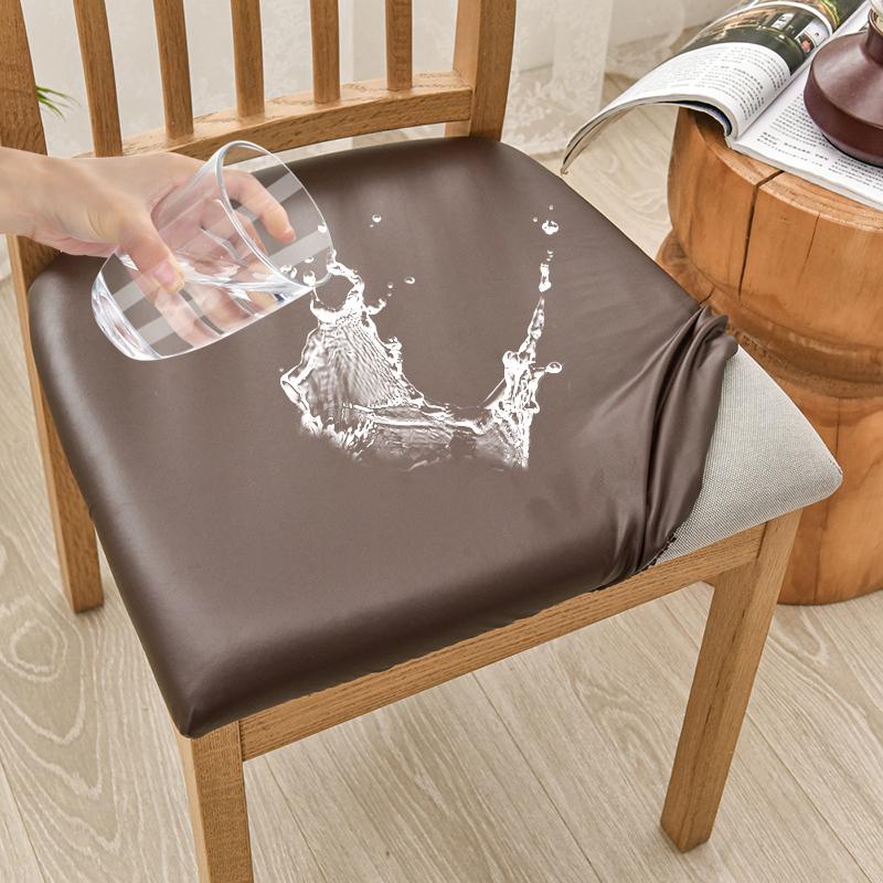 Waterproof PU Leather Seat Covers for Dining Chairs Stretch Dining Room Chair Seat Covers Kitchen Chair Seat Covers Protectors