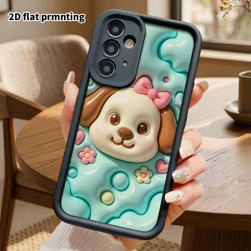 Phone Case: 2D flat design suitable for Samsung Galaxy A34 A35 M05 M06 S20 S22 S21 FE Plus 5G protective case, bowknot puppy, perfect Christmas and Ha