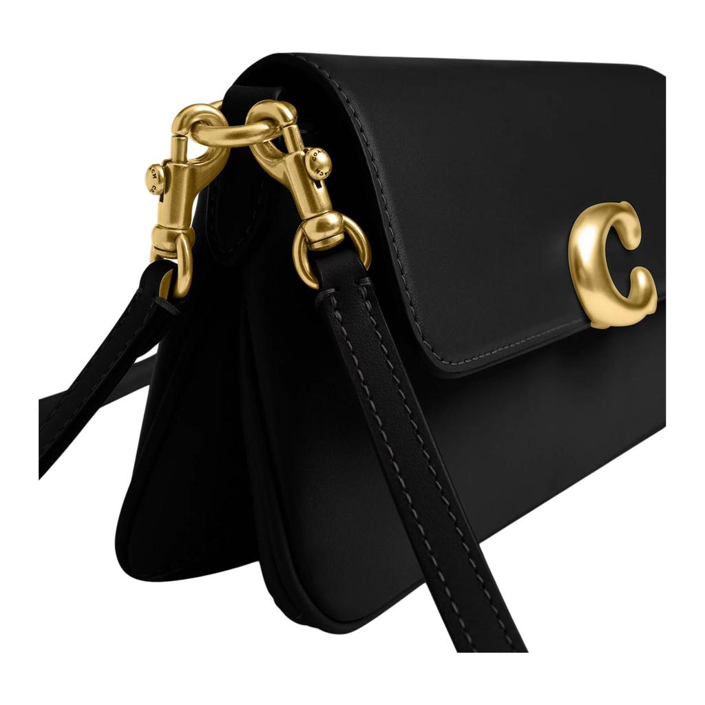 Coach Jet 25 Logo Leather Tote Crossbody Shoulder Bag Medium Women bags Black CAM16-B4BK
