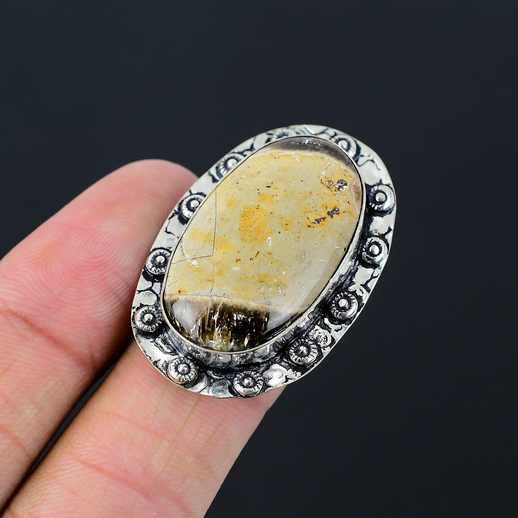 

Septarian Stone Sterling Silver Mother Statement Promise New Ring Jewelry US 7.5 7.5