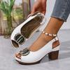 Damen Sommer Leichtgewicht - Verstellbarer Riemen & Knöchelriemen Peep Toe Französischer Absatz Bequeme Kleidschuhe für Freizeit- & Formelle Anlässe Riemenschuhe