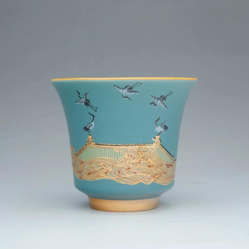 Ceramics  Sancai Gaiwan Pot Holder Master Cup Single Cup Tea CupSmells Fair Cup Chinese Tea Set Tea Tureen