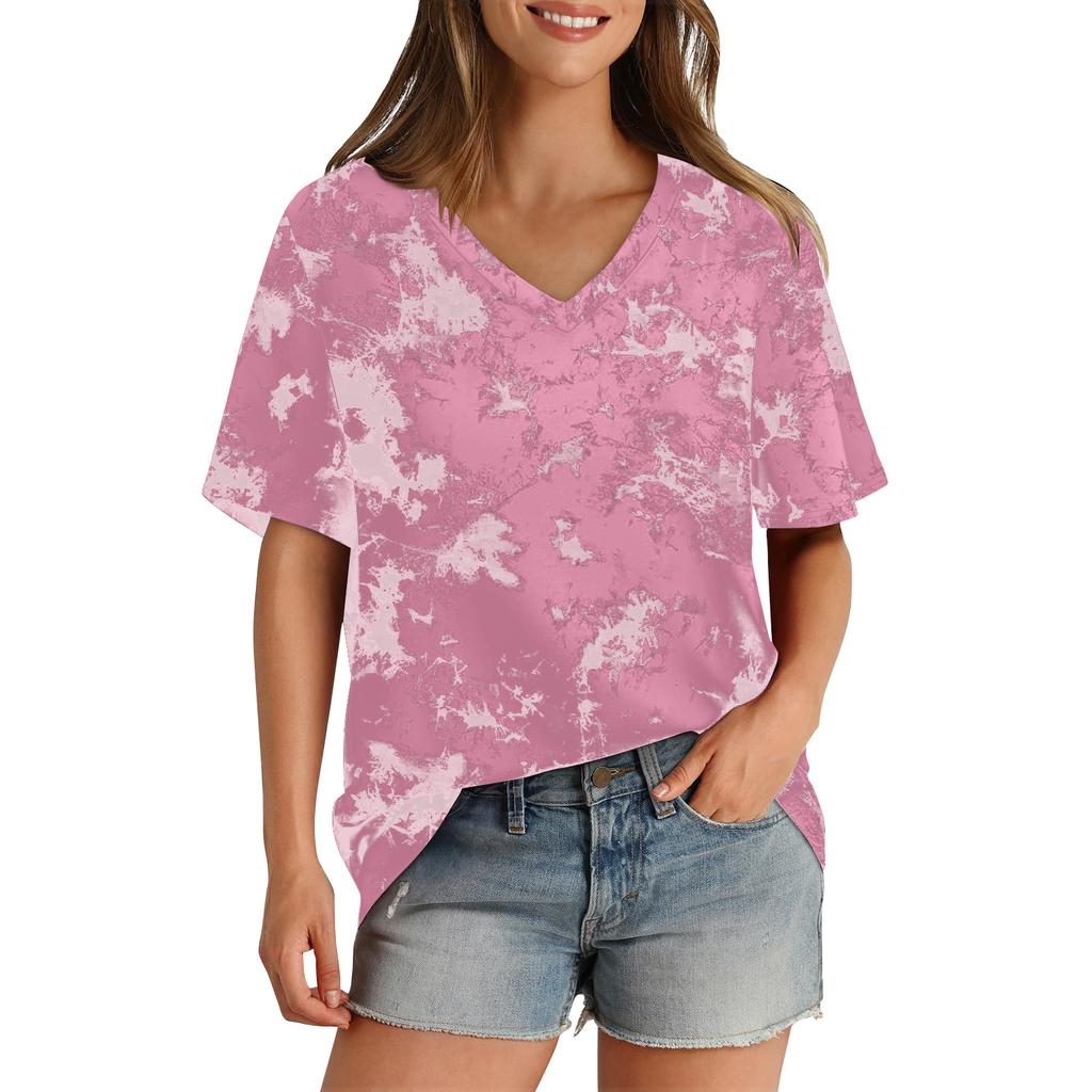 Women'S T-Shirt V-Neck Short-Sleeved Casual Loose T-Shirt Top Women'S Short-Sleeved Shirt Pullover T-Shirt