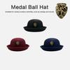 Cappello di Lana Fatto a Mano Elegante Cappello a Bombetta Decorato con Spilla per Donna Festa Uniforme Scolastica Britannica Cappello di Lana alla Moda da Donna