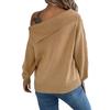 Womens Knitted Jumpers Crew Neck Long Sleeve Pullover Sweater Lapel Off-Shoulder Twist Knitwear Tops