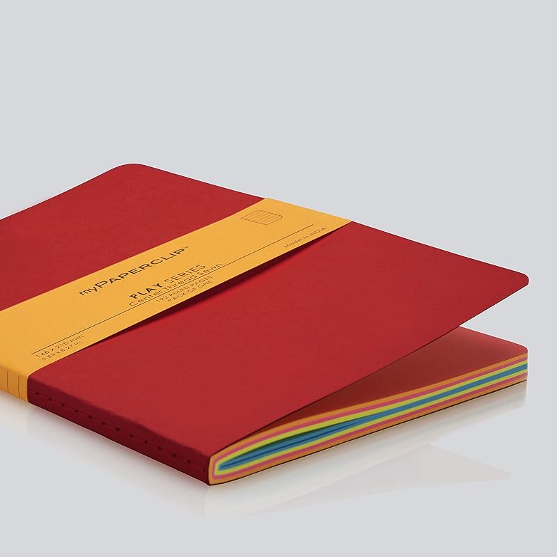 

myPAPERCLIP Play Series Notebook | Center Thread Sewn | Back Squared & Rounded Corners | Notebook For Gifting | Office & красный