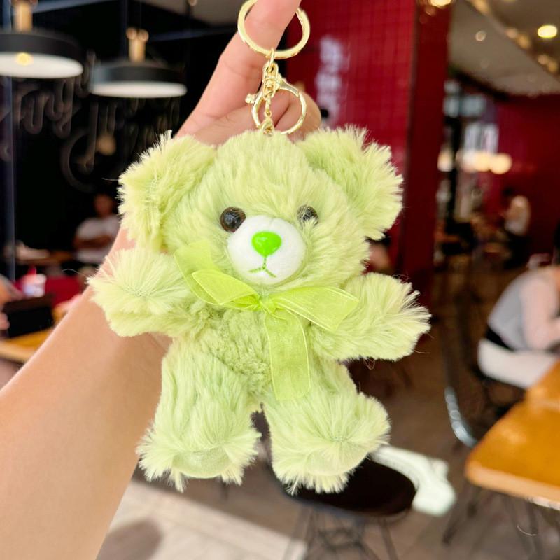 Cartoon Teddy Bear Plush Toy Bow Decoration Animal Doll Keychain Pendant Kid