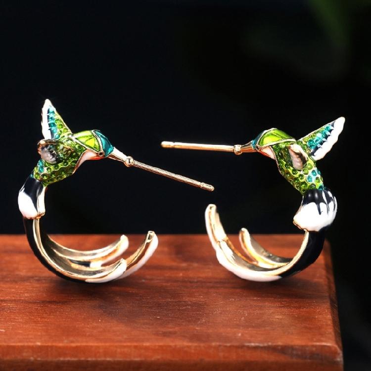Elegant Hummingbird Enamel Earrings Sturdy Alloy Fashion Statement Pieces for Trendy Women Party and Daily Wear