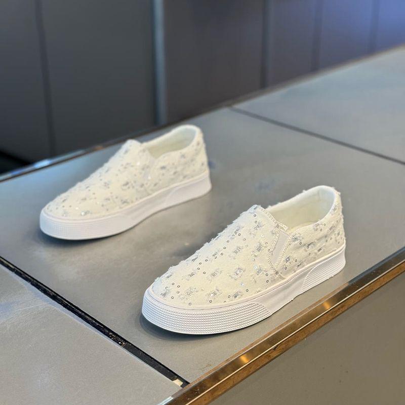 Fashion Sequin Green Casual Shoes for Men Canvas Young Students Sneakers Leisure Size 44 Common Luxury Sale Footwear Offer On Man Shoe