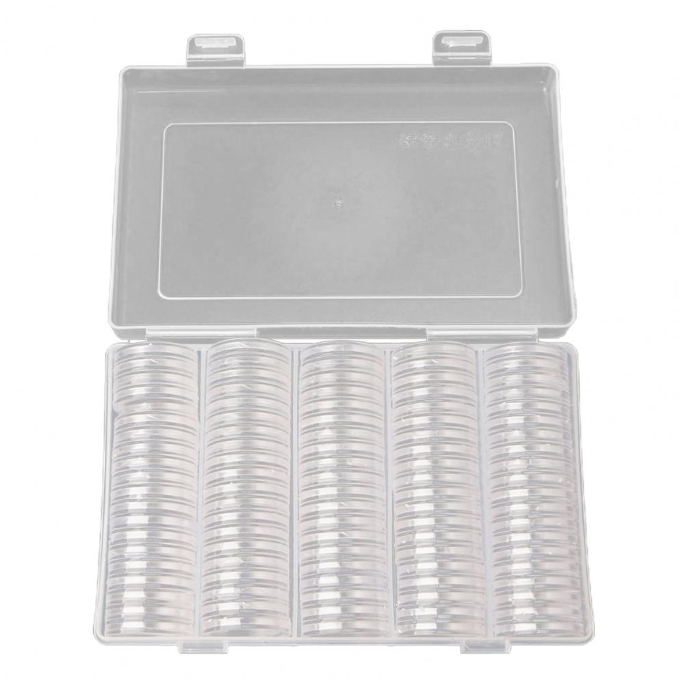 100Pcs/Set 27mm Collectible Coin Boxes Protective Coins Transparent Storage Capsules Round Coin Holder Organizer чистый