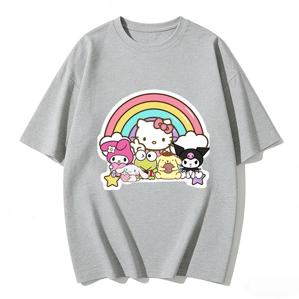2026 HelloKitty Tee Soft Cotton Short Sleeve Crew Neck Cute Print Lightweight Summer Top for Women Daily Casual Wear