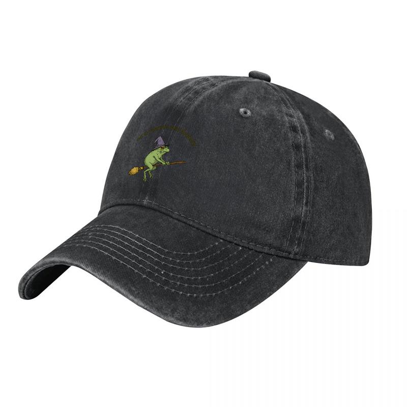 Cappellino da Baseball in Cotone Lavato Strega Rana Unisex Regolabile con Tema Animale Magico Ricamato Accessorio Classico per l'Esterno