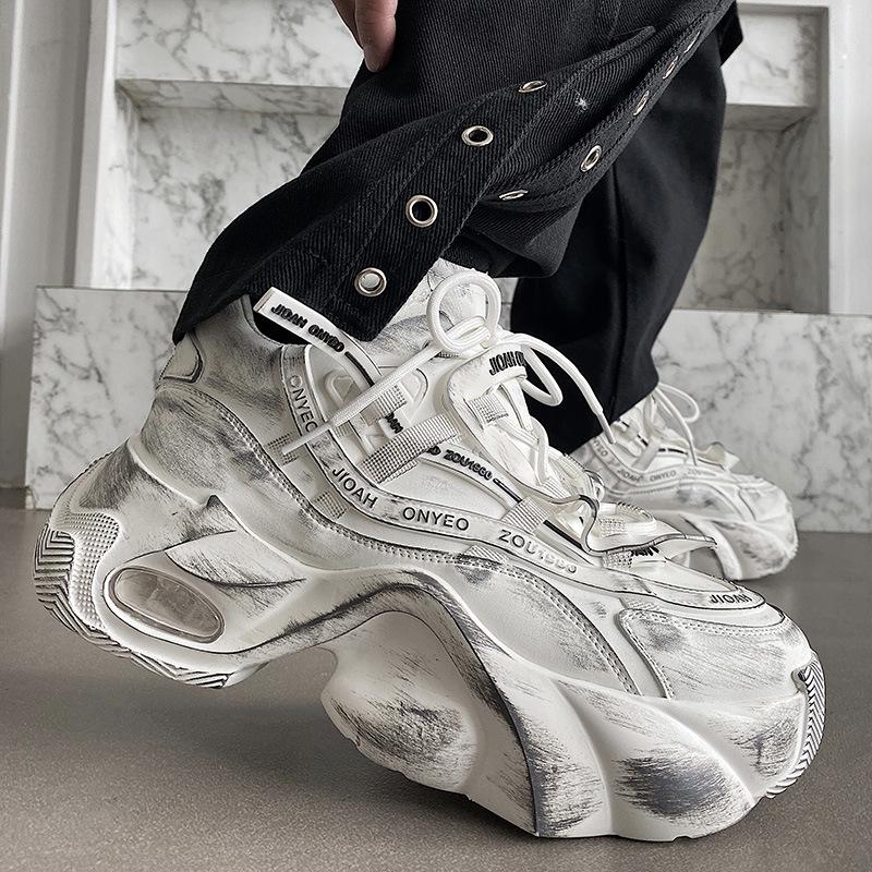 Z Brand Men's 2025 Height-Boosting Retro Sneakers - Breathable, Casual, Autumn Dad Shoes with Thick Soles.