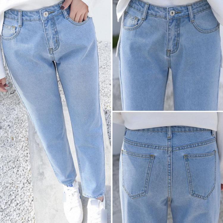 Plus Size Women High Waist Mom Jeans Harem Pants Black White