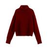 Womens Solid Color Turtleneck Sweater Loose Casual Knit Top Thick Versatile Winter