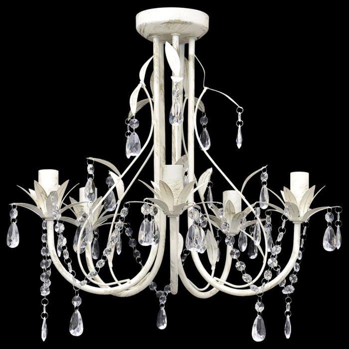 Lustre en cristal transparent plafonnier 5 feux lampe luminaire 240687