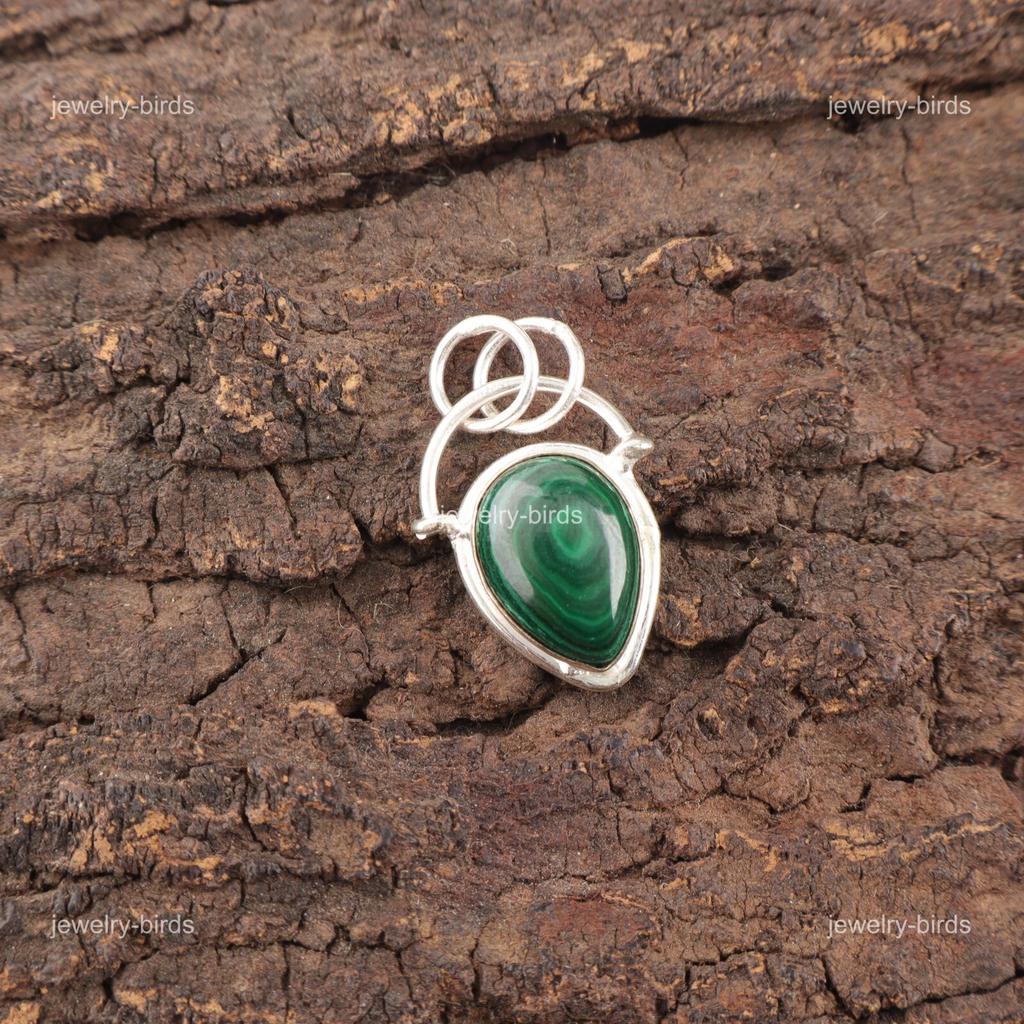 Pear Malachite Stone 925 Sterling Silver Engagement Wife Gift Pendant Jewelry PP-56-30
