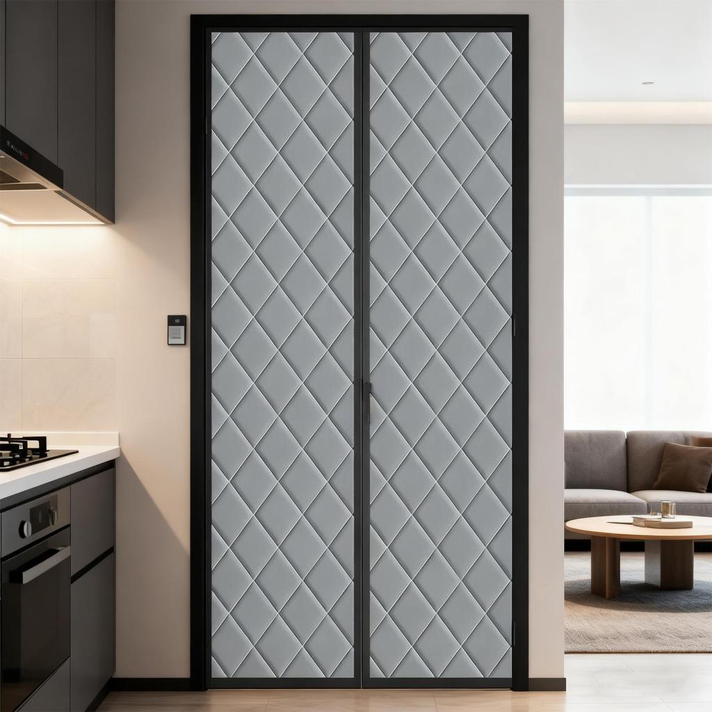 Insulated Door Curtains Polyester Shades Magnetic Thermal Door Cover For Winter For Room Bedroom Home Patio Closet Garage