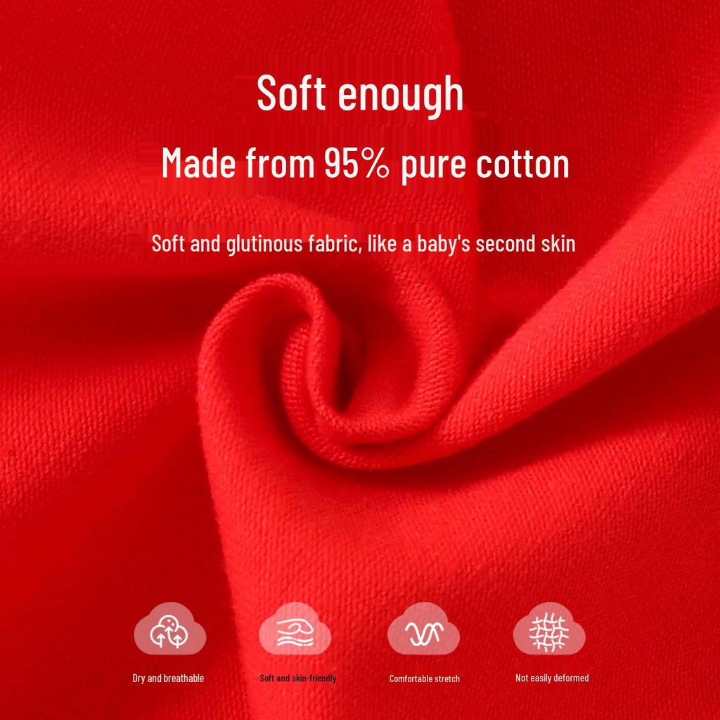 Children's New Year Boxer Briefs - Baby Girl Year of the Horse Pure Cotton Antibacterial Red Festive Underwear