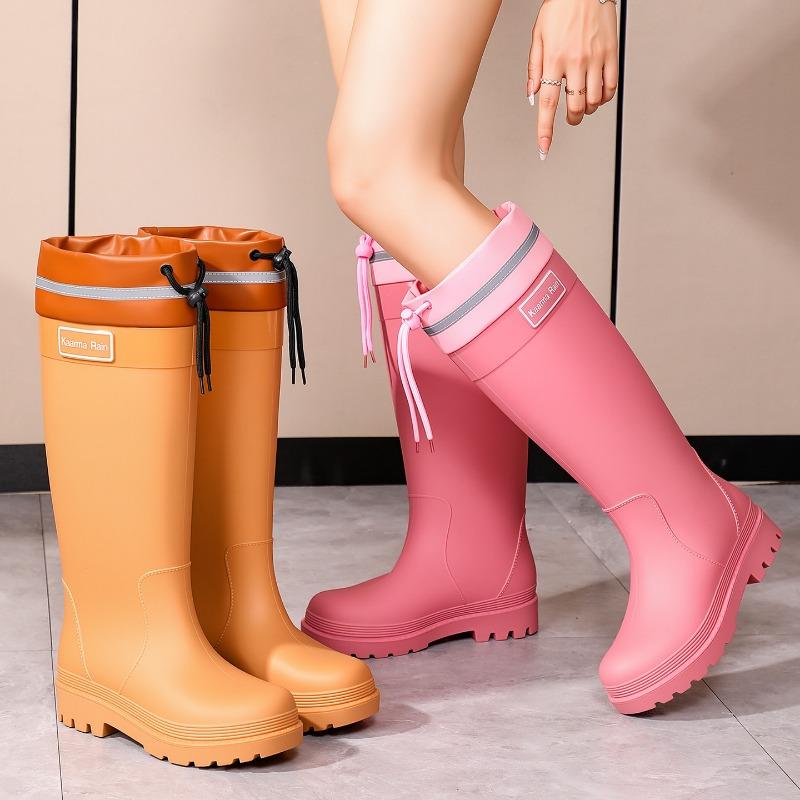 Extra High Bundle Women's Rain Shoes Increase Height and Slim Non-slip Rain Boots Waterproof Outdoor Medium Tube Rubber Shoes Women's Water Shoes