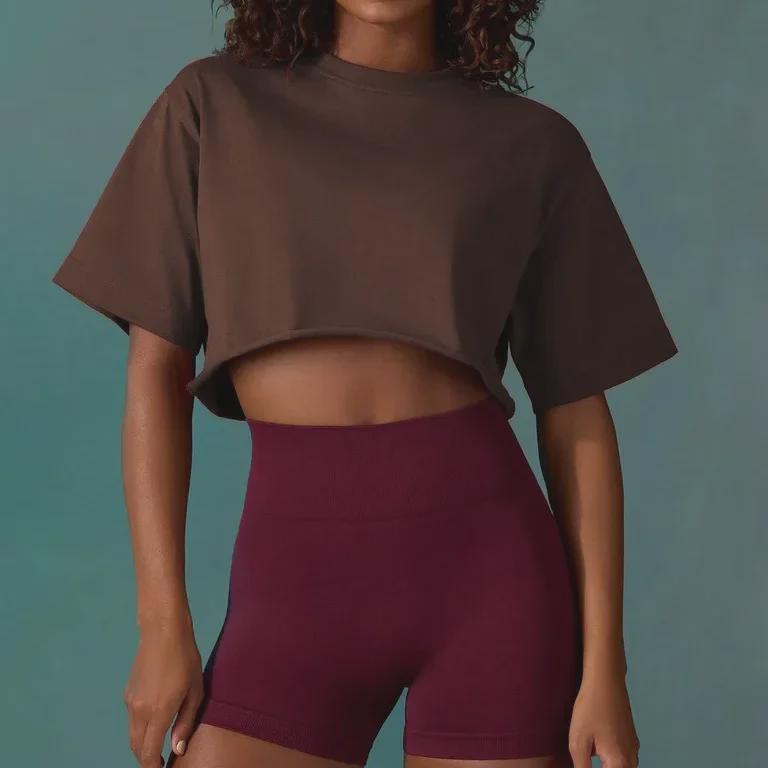 Europäische & Amerikanische 2025 Damen Outdoor Laufen Locker Sitzende Kurzarm Fitness Tops
