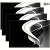 4/6 Modern New High-End Fashion Black And White Series Placemats, Elegant And Easy Design Decorative Table Mats | Washable Rectangular Mats, Suitable