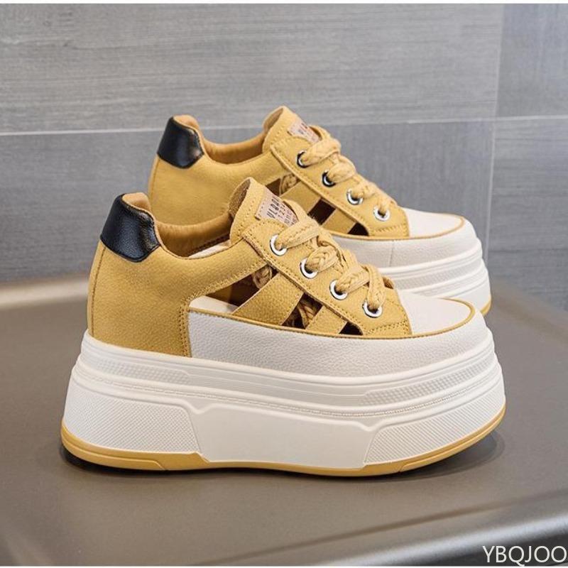 Fashion Summer new hollowed out interior height increasing casual sandals for women with sloping heels simple comfortable women's shoes