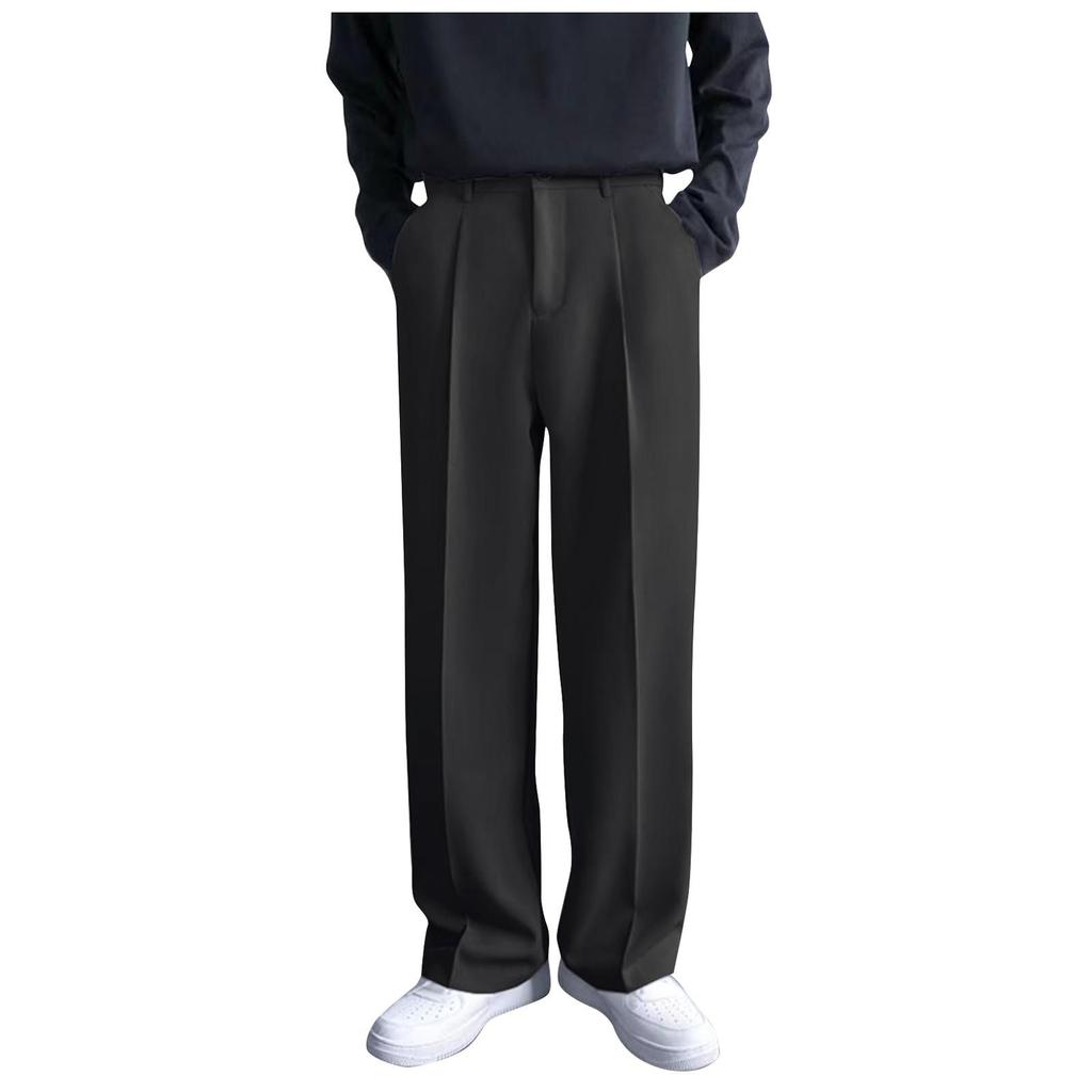 Pantalones de negocios casuales de color sólido holgados y rectos para hombre Pantalones casuales para hombre