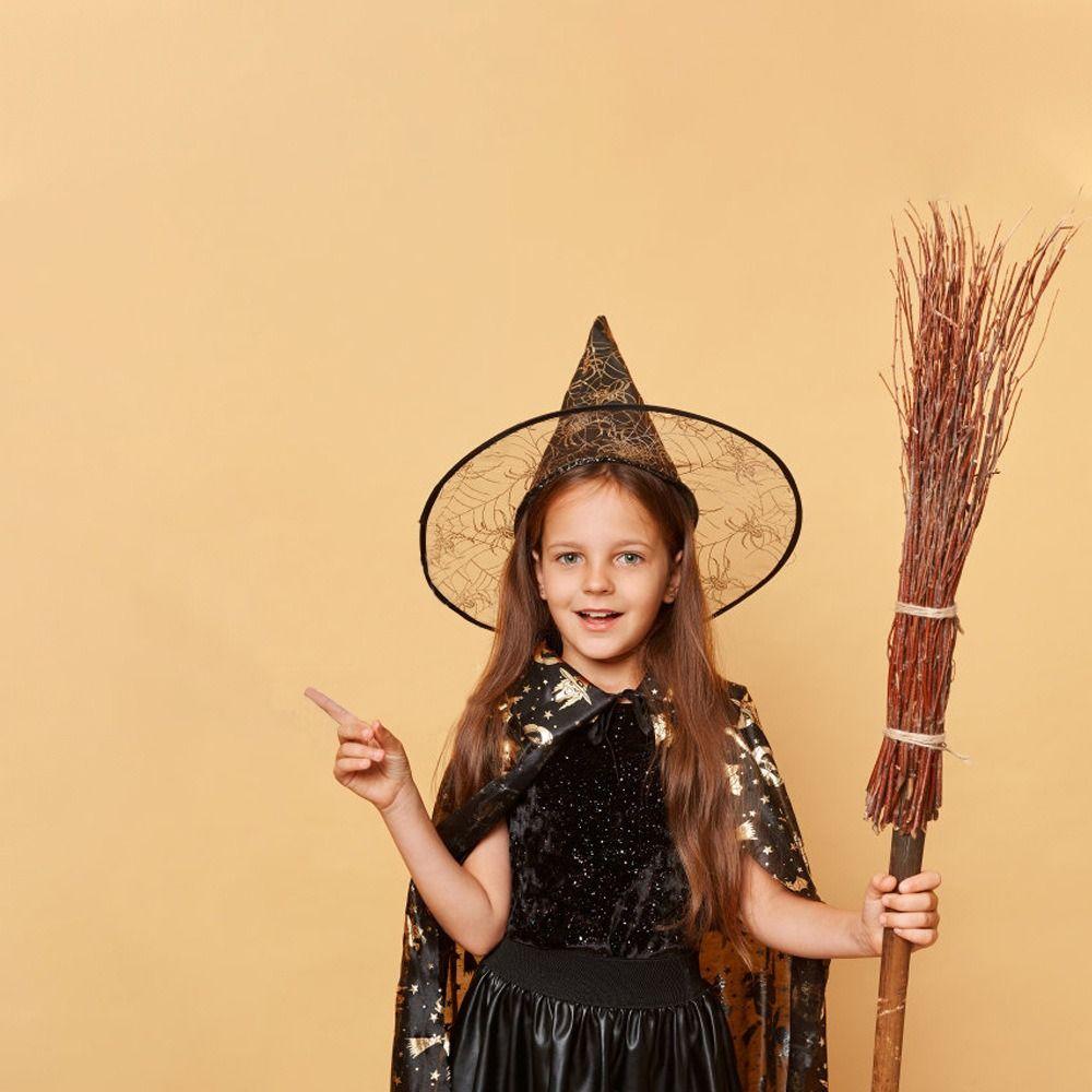 Black Halloween Witch Hat Velvet Halloween Black Cap Spider Wizard Cap Dress Up Headgear