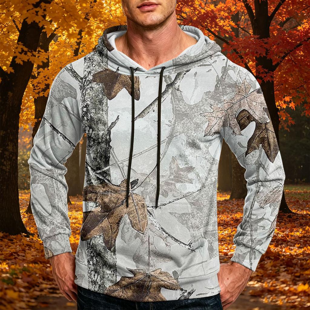 Men's Printed Loose Fit Casual Hoodie with Pocket and Drawstring