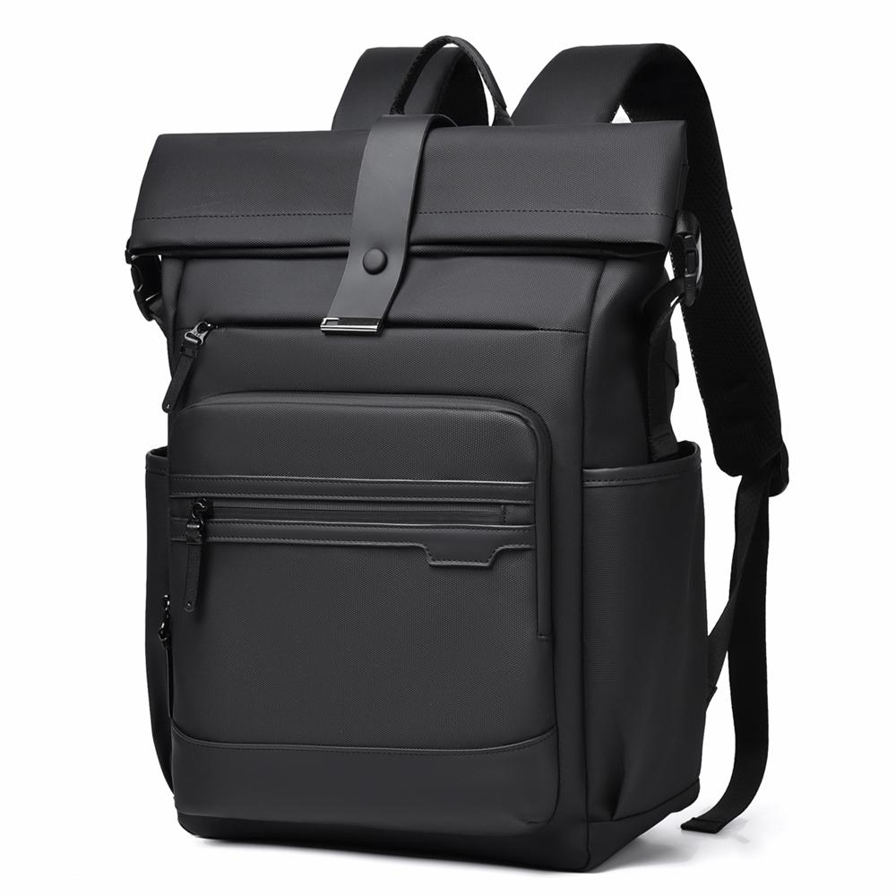 Modern Oxford Fabric Backpack for Men & Women – Minimalist Roll-Top Design with Water-Resistant Material and Multiple Pockets