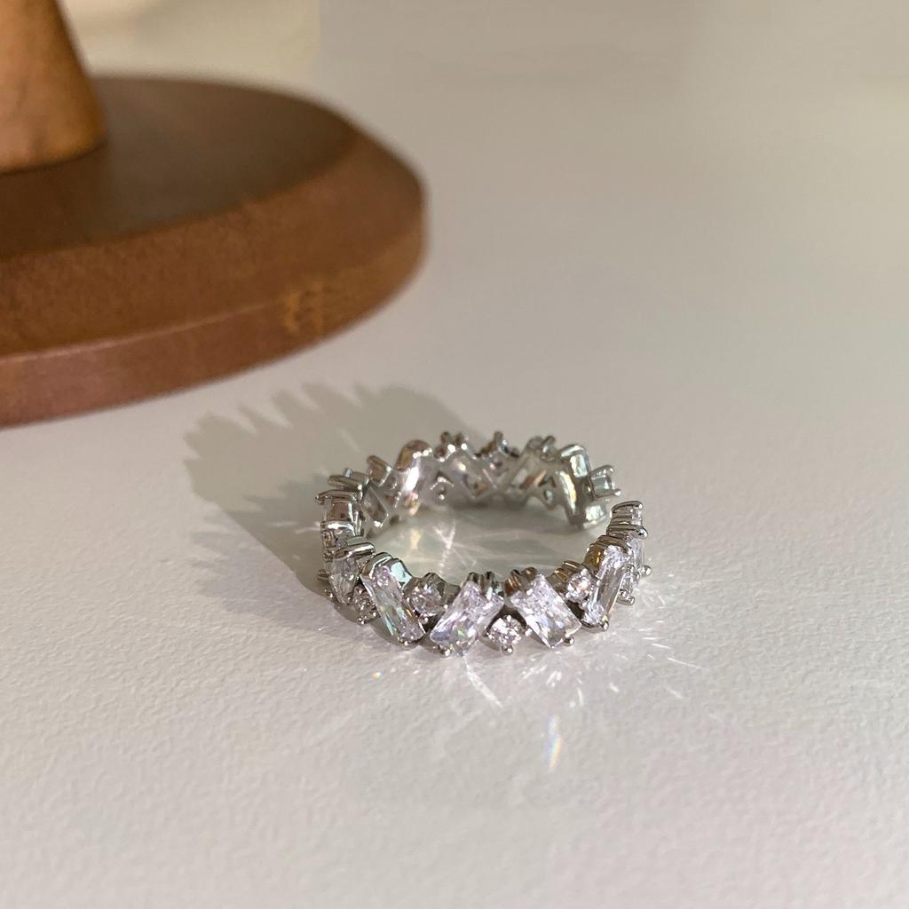 Light Luxury Niche Design Sense, High Sense, Super Flash Full Diamond Zircon Ring, Women'S Open Index Finger Ring, Fashion Personality
