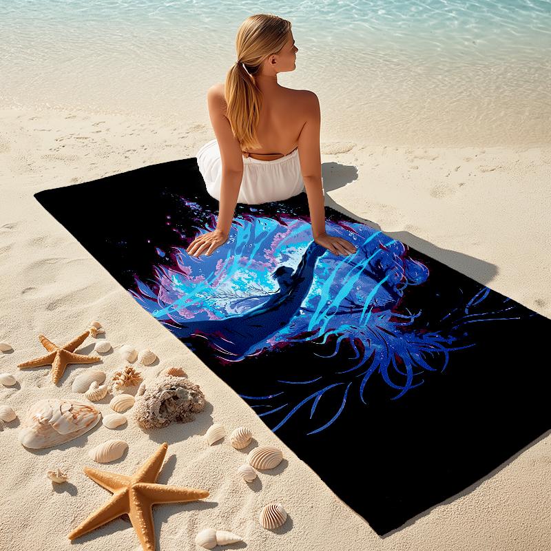 1Pc Mystical Warrior Portrait Beach Towel Microfiber Beach Towel Thin Absorbent For Beach Swimming Yoga Bath Sports 0917280