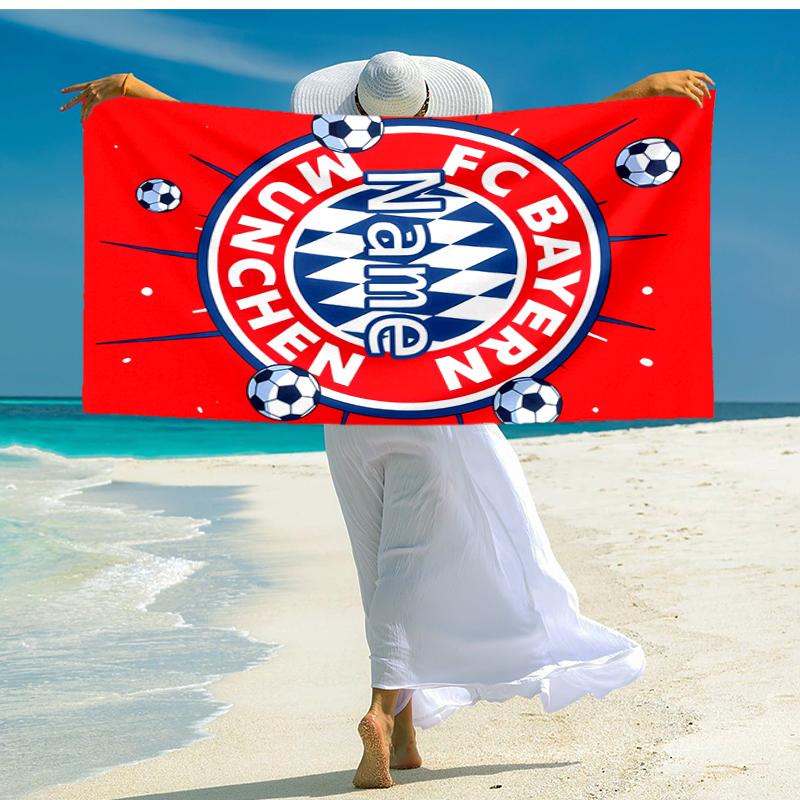 Personalized customized proof beach towel with Bayern Munich pattern - soft, absorbent, quick-drying, perfect swimming, camping&bathing